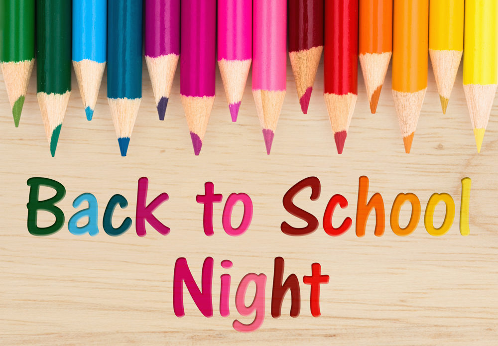 Back to school night will be held Thursday, September 18th